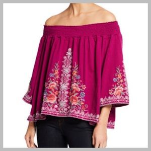 NWT Johnny Was Off The Shoulder Embroidered Top